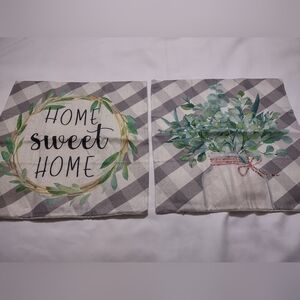 Home Sweet Home Accent Pillow Covers - Green and Gray